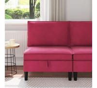 Ziaphsol Canapé central avec espace de rangement, bordeaux, en velours, design moderne avec fonction de couchage et coffre de lit, pour salon, bureau, salon, style scandinave vintage, tissu en