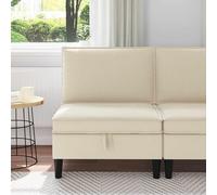 Ziaphsol Canapé Central avec Rangement en Velours crème, Sofa modulable réversible, Design Moderne, Grand Espace de Stockage, idéal pour Salon séjour Chambre Bureau Studio
