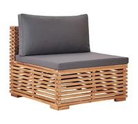Ziaphsol Canapé central de jardin en teck massif, gris foncé, 69,5 x 69,5 x 60 cm, avec coussin doux, pour meubles d'extérieur, résistant aux intempéries, durable