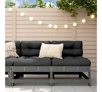 Ziaphsol Canapé Central de Jardin Gris en Bois de pin Massif, Lot de 2, Module modulable sectionnel pour terrasse Balcon Patio véranda Lounge, Assise 110 kg, Dossier Confortable