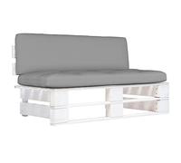 Ziaphsol Canapé Central modulable en Bois de pin imprégné Blanc, siège de Jardin avec Coussin Gris, élément sectionnel pour terrasse, Patio, Balcon, Salon Lounge, Usage intérieur et extérieur