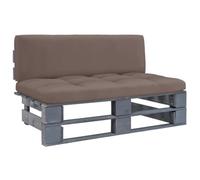 Ziaphsol Canapé Central modulable en Palette, siège de Jardin Gris en pin imprégné, Coussin Taupe, élément sectionnel pour terrasse, Balcon, Patio, véranda, Lounge, Salon détente