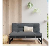 Ziaphsol Canapé Central modulable Noir en Bois de pin Massif 120 x 84 x 70 cm avec Coussin, siège sectionnel pour Jardin, terrasse, Patio, Balcon et Salon Lounge