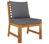 Ziaphsol Canapé Central sectionnel modulable, siège et Dossier avec Coussin Gris foncé, Bois d'acacia Massif, résistant aux intempéries, 54 x 60,5 x 81 cm pour Jardin, terrasse, Patio