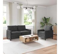 Ziaphsol Canapé d'angle 2 pièces gris foncé en polyester avec fonction sommeil, design moderne, cadre en métal durable, housses amovibles, polyvalent pour salon ou bureau, mobilier d'assise
