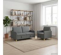 Ziaphsol Canapé d'angle avec espace de rangement, 2 pièces, gris foncé, polyester, canapé-lit avec coffre de lit, fonction relaxation, design moderne pour salon, bureau ou salon, style scandinave