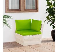 Ziaphsol Canapé d'angle en palettes avec coussins en bois d'épicéa imprégné, 60 x 60 x 65 cm, vert clair, pour terrasse, balcon et extérieur, durable