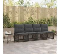 Ziaphsol Canapé de jardin 4 places gris en rotin synthétique avec cadre en acier résistant aux intempéries et housses de coussin amovibles pour terrasse, balcon, jardin, salon, espace de détente