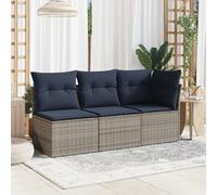 Ziaphsol Canapé de jardin avec coussin gris 55 x 62 x 69 cm en polyrotin résistant aux intempéries pour terrasse, balcon, meubles de jardin, salon modulaire avec espace de rangement et housses