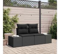 Ziaphsol Canapé de jardin en polyrotin noir, 123 x 62 x 69 cm, cadre en acier, résistant aux intempéries, meuble d'extérieur 2 places, pour terrasse, jardin, balcon, assise détendue
