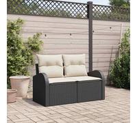 Ziaphsol Canapé de jardin, noir, 124 x 62 x 69 cm, en polyrotin, résistant aux intempéries, cadre en acier stable, pour terrasse, esthétique moderne