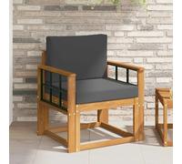Ziaphsol Canapé Fauteuil Pouf Angle Module élément siège Banquette Sofa en Bois d'acacia Massif Naturel, Coussin Polyester Anthracite, Design à Lattes pour Jardin extérieur terrasse Balcon Patio