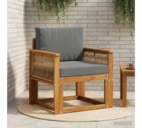 Ziaphsol Canapé Fauteuil Pouf d’extérieur en Bois d’Acacia Massif Naturel, Sofa modulable, siège avec accoudoir et Dossier, Coussin Anthracite pour Jardin, terrasse, Balcon, Patio, Lounge