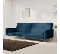 Ziaphsol Canapé-lit à 2 Places avec Deux oreillers Bleu Velours, Convertible, modulable, avec Coffre de Rangement, idéal pour Salon, Chambre ou Bureau, Design Moderne et Confortable