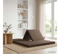 Ziaphsol Canapé-lit pliant, 140 x 67 x 45 cm, taupe, convertible en matelas avec housse déhoussable, rembourrage en mousse pour salon et invités