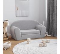 Ziaphsol Canapé-lit pour enfant 2 places gris clair en peluche douce 100 % polyester avec rembourrage en mousse, housse amovible, 84 x 34 à 90 x 45 cm, pour lire, jouer, dormir dans la chambre
