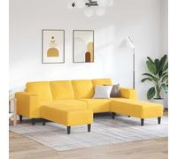 Ziaphsol Canapé modulable en Velours côtelé Jaune Clair 250 x 188 cm avec Pieds Noirs Design Moderne pour Salon séjour Chambre Bureau Style scandinave