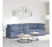 Ziaphsol Canapé modulaire avec coussin en velours côtelé, bleu, 300 x 100 x 64 cm, meuble de salon, canapé sectionnel, siège confortable