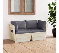 Ziaphsol Canapé Palette 2 Places Jardin en Bois d'épicéa imprégné avec Coussins Anthracite, mobilier extérieur pour terrasse Balcon Patio, Ensemble détente Repas et réception Confortable