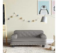 Ziaphsol Canapé pour enfant en cuir synthétique gris 70 x 45 x 30 cm, rembourrage en mousse, bois de pin massif, meuble pour chambre d'enfant, pour jouer, s'asseoir et se reposer dans la chambre de