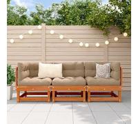 Ziaphsol Canapé sectionnel modulable Brun ciré en pin Massif, Ensemble 183 x 61 x 62 cm, 3 pièces avec Angle, siège, Dossier, pour Jardin, terrasse, Balcon, Patio et Espace Lounge