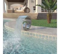 Ziaphsol Cascade de piscine en acier inoxydable - 50 x 30 x 53 cm - Argenté - Fontaine cascade comme jeu d'eau pour bassin, jardin décoratif, mur de cascade intérieur et extérieur avec détente et