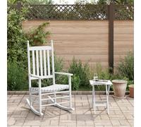 Ziaphsol Chaise à bascule blanche en peuplier avec table pliante, fauteuil à bascule pour salon, chambre à coucher, balcon et terrasse, lot de 2 pièces pour se détendre et lire