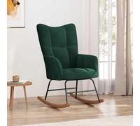 Ziaphsol Chaise à Bascule en Velours Vert foncé pour Salon, Chambre ou nurserie, Fauteuil Relax avec accoudoirs, Repose-Lounger, Design élégant, Confort Optimal, Structure en Bois et Acier
