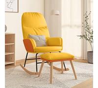 Ziaphsol Chaise à Bascule Jaune Moutarde avec Repose-Pied en Tissu Durable et Similicuir Haut de Gamme pour Salon, Chambre ou véranda, idéale pour détente, Lecture et Relaxation