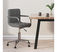 Ziaphsol Chaise de bureau pivotante en tissu gris clair réglable en hauteur avec roulettes et pied en croix en acier chromé 48 x 47 x 74,5 à 86 cm pour bureau à domicile, bureau et PC