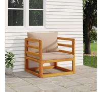 Ziaphsol Chaise de Jardin en Bois d Acacia Massif avec Coussins Taupe, Module modulable pour terrasse Balcon Patio véranda Lounge, Assise 73 x 70,5 x 65 cm, Charge 110 kg