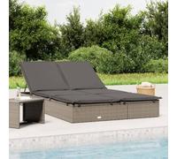 Ziaphsol Chaise Longue à 2 Places en résine tressée Gris avec Coussins, Bain Soleil transat inclinable, lit chilienne pour Jardin terrasse Balcon Piscine, Confortable et Facile à Entretenir