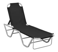 Ziaphsol Chaise Longue Aluminium et textilène Noir, Bain Soleil transat inclinable avec Dossier réglable, lit chilienne 190 x 59 x 30 cm pour Jardin terrasse Balcon Piscine Plage Camping extérieur