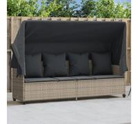 Ziaphsol Chaise Longue Bain Soleil en résine tressée Gris Clair avec auvent rétractable, Coussins épais, Dossier inclinable, Repose-Pied réglable, pour Jardin terrasse Balcon Piscine Plage