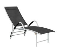 Ziaphsol Chaise Longue Bain Soleil en textilène et Aluminium Noir, transat inclinable avec Dossier réglable, lit chilienne pour Jardin terrasse Balcon Piscine extérieur Confort détente