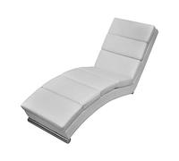 Ziaphsol Chaise Longue Blanche en Similicuir avec Dossier inclinable et Repose-Pieds réglable, Fauteuil de Relaxation pour Jardin terrasse Balcon intérieur extérieur, Confort et élégance