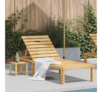 Ziaphsol Chaise longue de jardin, en pin imprégné, dossier réglable, avec table d'appoint, 200 x 70 cm, pour terrasse et piscine, longue durée de vie