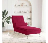 Ziaphsol Chaise longue de massage bordeaux en velours, chaise longue avec traversin de nuque, 136,5 x 56 x 75 cm, câble USB 160 cm, pour salon, chambre à coucher, coin lecture
