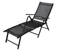 Ziaphsol Chaise Longue Pliable Aluminium Noir Bain Soleil transat Chaise Longue lit chilienne Fauteuil Relax inclinable Dossier 7 Positions, textilene