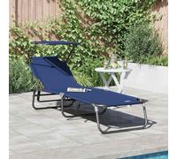 Ziaphsol Chaise Longue Pliante Bleu en Tissu Oxford 190 x 57 x 81 cm, Dossier inclinable, Structure Acier, pour Jardin terrasse Balcon Piscine Plage Patio Camping, Confort détente Relaxation
