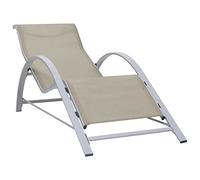 Ziaphsol Chaise Longue textilène et Aluminium crème, Bain Soleil transat inclinable pour Jardin terrasse Balcon Piscine Plage extérieur, lit chilienne Confort détente