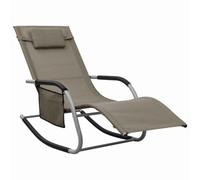 Ziaphsol Chaise Longue textilène Taupe et Gris, Bain Soleil transat avec Sac latéral et Oreiller Amovible, Fauteuil Relax pour Jardin terrasse Balcon Piscine Plage extérieur, Acier Enduit de Poudre
