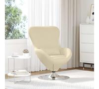 Ziaphsol Chaise oeuf crème 63 x 73 x 90 cm en tissu avec base rotative à 360°, design ergonomique, accoudoirs confortables, cadre en métal robuste, idéal pour salon, chambre à coucher, bureau, salon