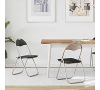 Ziaphsol Chaise Pliante 2 pcs Noir Gris Simili Cuir Acier Design pour Cuisine Salle à Manger Moderne et Salon