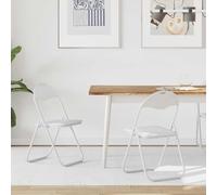 Ziaphsol Chaise Pliante 2 pcs Simili Cuir Blanc 48 x 43,5 x 81 cm Fauteuil de Salle à Manger Ergonomique Design Moderne pour Cuisine Salon