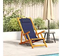 Ziaphsol Chaise pliante avec accoudoirs, en bois d'acacia bleu et textilène, réglable en 3 positions, pliable, pour jardin, balcon, plage, max. 110 kg, chaise d'extérieur confortable