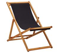 Ziaphsol Chaise Pliante en Bois d'eucalyptus Noir avec Tissu résistant inclinable 3 Positions pour Jardin terrasse Balcon Plage Camping et détente extérieure