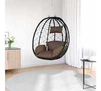 Ziaphsol Chaise Suspendue Café 91,5 x 54,5 x 107 cm en polyrotin avec Coussin et Appui-tête, idéale pour Jardin, terrasse ou véranda, Design Ergonomique, Pliable, résistante aux intempéries