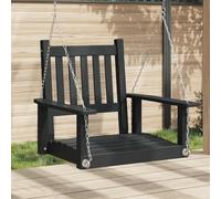 Ziaphsol Chaise suspendue de jardin en bois de sapin massif, balançoire de jardin noire avec chaînes en métal, 73,5 x 65 x 63 cm, résistante aux intempéries pour terrasse, véranda, balcon et jardin