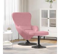 Ziaphsol Chaise Œuf avec Pouf Rose Velours Pivotante 360° pour Salon Chambre Bureau Design Confortable et Moderne